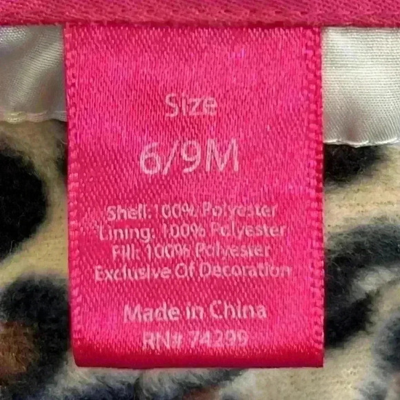 Weatherproof Hooded Baby Snowsuit Sz 6-9 Months Cream Leopard Fleece Lining - Picture 9 of 10